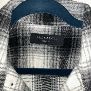 All Saints Gray Plaid Shirt Jacket